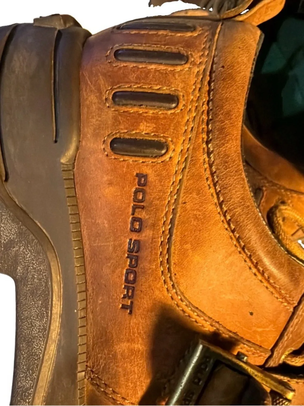 Polo Ralph Lauren Vtg 8B  Brown Leather Casual Strap Shoes
